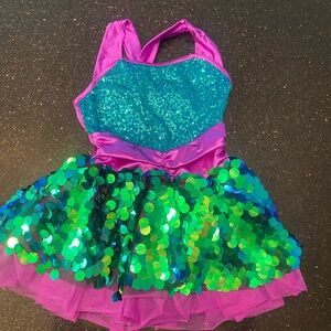 Sparkling Mermaid Colored Kids Costume / Skating/ Dance Dress-Children’s size L